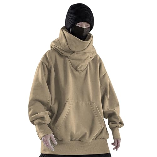 Generisch Ninja Hoodie Herren, Harajuku Pullover mit Kapuze Kapuzenpullover Hip Hop Schalkragen Rollkragenpullover Vintage Double Neckline Hoodie Oversized Fleece Sweatshirts Streetwear Generisch Ninja Hoodie Herren, Harajuku Pullover mit Kapuze Kapuzenpullover Hip Hop Schalkragen Rollkragenpullover Vintage Double Neckline Hoodie Oversized Fleece Sweatshirts Streetwear von Generisch
