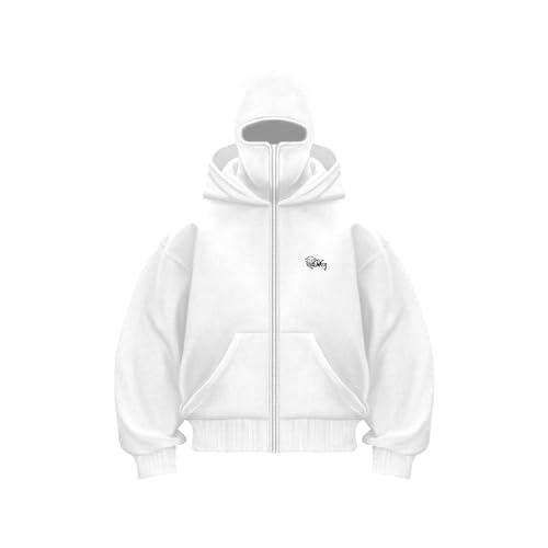 Generisch Ninja Hoodie Herren Kapuzenpullover mit Reißverschluss und Sturmhaube Balaclava Hoodie Winter Wärme Pullover Hoodie Zipper Kapuzenpullover Sweatshirt Sweatjacke Männer Winddicht Warme Jacke von Generisch