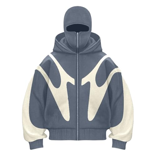 Generisch Ninja Hoodie Herren Kapuzenpullover mit Reißverschluss und Sturmhaube Balaclava Hoodie Winter Wärme Pullover Hoodie Zipper Kapuzenpullover Sweatshirt Sweatjacke Männer Winddicht Warme Jacke von Generisch