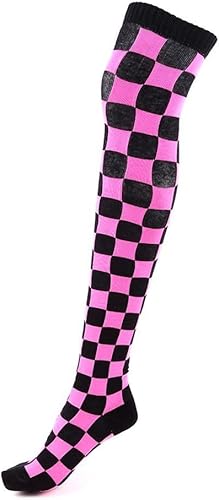 Generisch OVERKNEE SOCKEN CHECKERBOARD Schwarz-pink kariert von Generisch