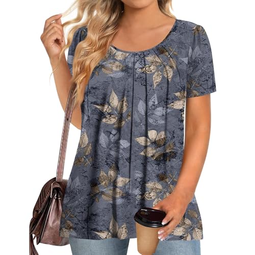 Generisch Oberteile Damen Elegant Große Größen Kurzarm Bluse Mit Rundhals Kurvige Bequeme Plus Size Elegante Kleidung Blusen Figurformung Spitzen Oberteile Damen 2Xl-5Xl von Generisch