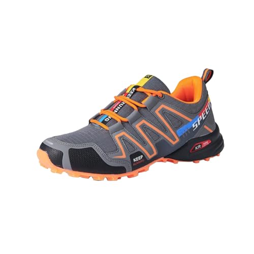 Generisch Off Road Laufen Männer Schuhe im Freien Dicke Sohle Anti Rutsch verschleißfeste atmungsaktive Wanderschuhe lässige Paar Sport Wanderschuhe (Orange,41) von Generisch
