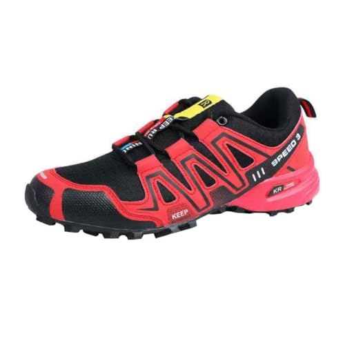 Generisch Off Road Laufen Männer Schuhe im Freien Dicke Sohle Anti Rutsch verschleißfeste atmungsaktive Wanderschuhe lässige Paar Sport Wanderschuhe (rot,43) von Generisch