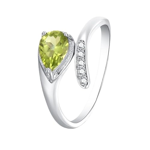 Generisch Offener Verstellbarer Ring Aus 925Er Sterlingsilber Für Frauen, Tropfen-Peridot-Ring, Hochzeit, Verlobung, Offenes Band, Zirkonia, Daumenband Für Frauen Und Männer, Schmuck von Generisch
