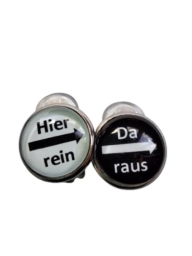 Ohrclips hier rein und da raus schwarz weiß mit Polster Edelstahl 8 mm von Generisch