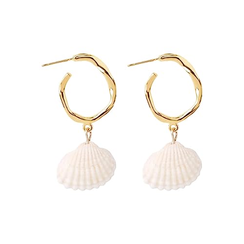 Generisch Ohrringe Damen Sommer Muschel Ohrring Perlen Ohrstecker Strand Ozean Ohrringe Zubehör Ohrringe Schraubverschluss Piercing Mini Creolen Ohrring für Tanzfestival Partyzubehör von Generisch