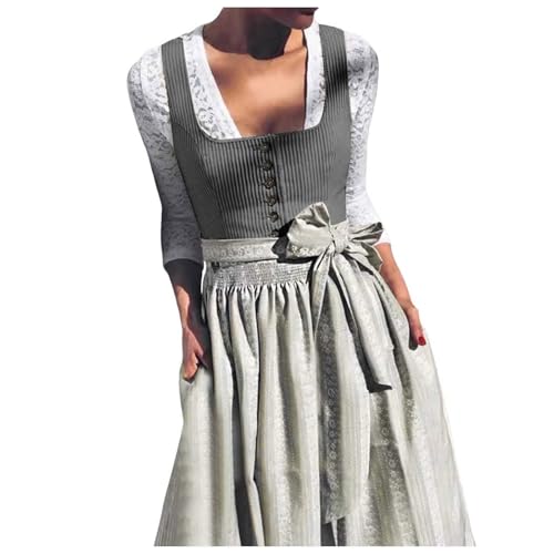 Generisch Oktoberfest Damen Outfit, Dirndl Damen Midi Trachtenkleid Elegant Abendkleider Dirndlschürze Trachtenrock Spitze Dirndlbluse Für Frauen Karneval Oktoberfest Party Besondere Anlässe von Generisch