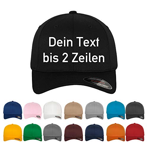 Original-Flexfit Basecap - Baseball Cap mit Wunschtext oder Namen bis 2 Zeilen Bestickt | Trucker Cap mit feiner Bestickung | personalisierte Kappe für Damen & Herren | (L/XL, Orange) von generisch