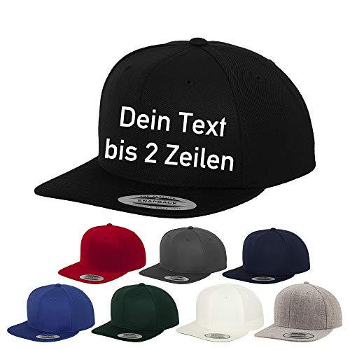 Original-Flexfit Snapback, Baseball Cap mit Wunschtext oder Namen Bestickt (Natural/Weiß) von generisch