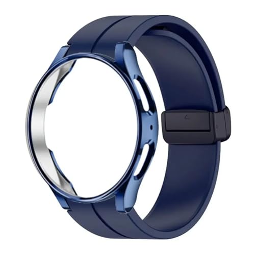 Generisch ﻿ Original Silikonarmband + Gehäuse 4/5/6 40 44 mm Uhr 5Pro 45 mm Magnetschnalle Band 4 42 46 mm ﻿ ﻿(Midnight blue,Watch 4 42mm) von Generisch