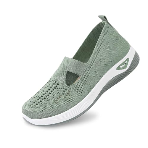 Generisch Orthopädische Damenschuhe Wanderschuhe Leichte H-Typ Mesh-Schuhe Slip-On Sommer Atmungsaktive Memory Foam Bequeme Outdoor-Sportschuhe von Generisch
