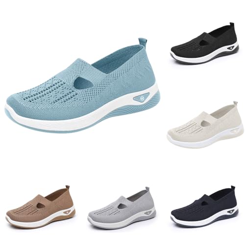 Generisch Orthopädische Damenschuhe Wanderschuhe Leichte H-Typ Mesh-Schuhe Slip-On Sommer Schlupfschuhe Atmungsaktive Memory Foam Bequeme Outdoor Sportschuhe Weich Sommerschuhe Sky Blue 37 von Generisch