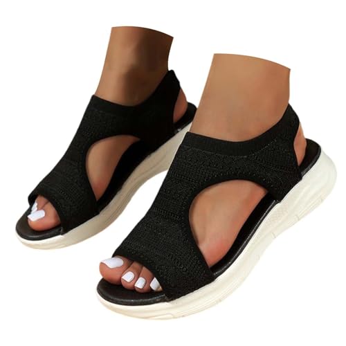 Generisch Orthopädische Sandalen Damen - Breite Füße Plateau Schlappen Mit Fußbett Sommerschuhe Waschbare Slingback Netz Orthopädische mit Weiche Fussbett Bequem Sommerschuhe von Generisch