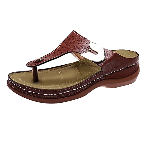 Generisch Orthopädische Sandalen Damen Damen Sommer Schlappen Comfy Sandalen Flat Bottom Clip Toe Flip Flops Slider T Strap Mit Arch Support RöMersandalen Brown-2 42 Generisch Orthopädische Sandalen Damen Damen Sommer Schlappen Comfy Sandalen Flat Bottom Clip Toe Flip Flops Slider T Strap Mit Arch Support RöMersandalen Brown-2 42 von Generisch