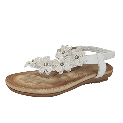 Generisch Orthopädische Sandalen Damen Elegant Coole Mit Fussbett Sandaletten Bequem Boho Flip Flops Flache Schuhe Slingback Weichen Flache Lässige Offene Zehentrenner Sommerschuhe Strandschuhe(AA) von Generisch