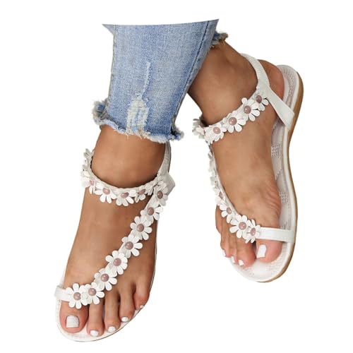 Generisch Orthopädische Sandalen Damen Elegant Coole Mit Fussbett Sandaletten Bequem Boho Flip Flops Flache Schuhe Slingback Weichen Flache Lässige Offene Zehentrenner Sommerschuhe Strandschuhe(AA) von Generisch