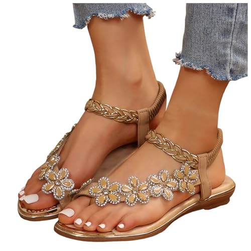 Generisch Orthopädische Sandalen Damen Elegant Coole Mit Fussbett Sandaletten Bequem Boho Flip Flops Flache Schuhe Slingback Weichen Flache Lässige Offene Zehentrenner Sommerschuhe Strandschuhe(BB) von Generisch