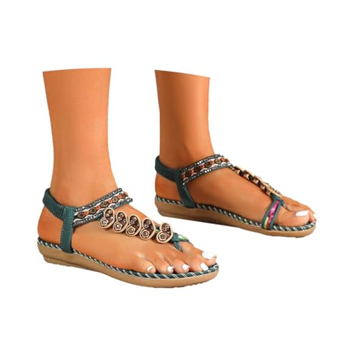Generisch Orthopädische Sandalen Damen Elegant Coole Mit Fussbett Sandaletten Bequem Boho Flip Flops Flache Schuhe Slingback Weichen Flache Lässige Offene Zehentrenner Sommerschuhe Strandschuhe(BB) von Generisch