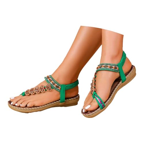 Generisch Orthopädische Sandalen Damen Elegant Coole Mit Fussbett Sandaletten Bequem Boho Flip Flops Flache Schuhe Slingback Weichen Flache Lässige Offene Zehentrenner Sommerschuhe Strandschuhe von Generisch