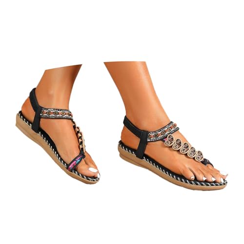 Generisch Orthopädische Sandalen Damen Elegant Coole Mit Fussbett Sandaletten Bequem Boho Flip Flops Flache Schuhe Slingback Weichen Flache Lässige Offene Zehentrenner Sommerschuhe Strandschuhe von Generisch