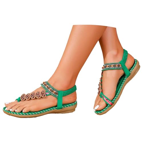 Generisch Orthopädische Sandalen Damen Elegant Coole Mit Fussbett Sandaletten Bequem Boho Flip Flops Flache Schuhe Slingback Weichen Flache Lässige Offene Zehentrenner Sommerschuhe Strandschuhe von Generisch