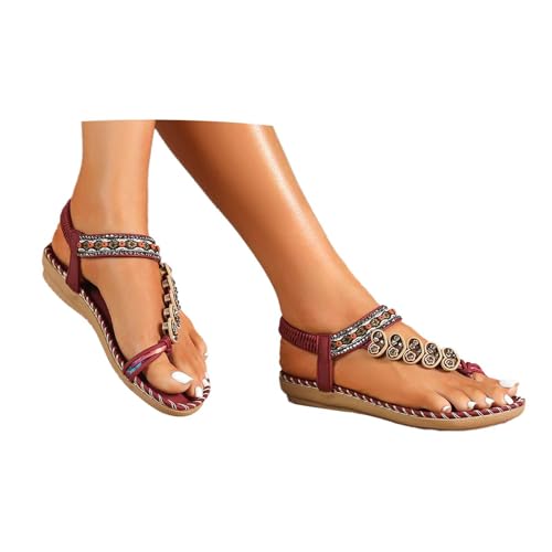Generisch Orthopädische Sandalen Damen Elegant Coole Mit Fussbett Sandaletten Bequem Boho Flip Flops Flache Schuhe Slingback Weichen Flache Lässige Offene Zehentrenner Sommerschuhe Strandschuhe von Generisch