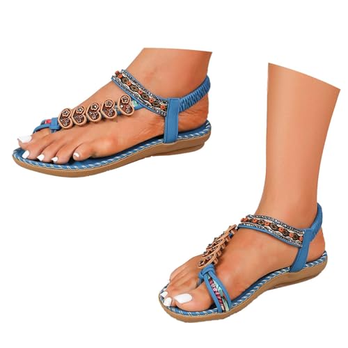 Generisch Orthopädische Sandalen Damen Elegant Coole Mit Fussbett Sandaletten Bequem Boho Flip Flops Flache Schuhe Slingback Weichen Flache Lässige Offene Zehentrenner Sommerschuhe Strandschuhe von Generisch