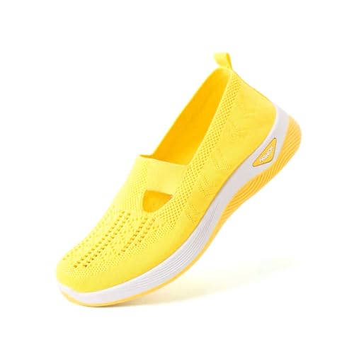 Generisch Orthopädische Schuhe Damen, Slip on Sneaker Frauen Walkingschuhe Leicht Weite H Vermascht Atmungsaktive Lässige Komfort Laufschuhe Bequeme Outdoor Sommerschuhe Turnschuhe Sportschuhe von Generisch