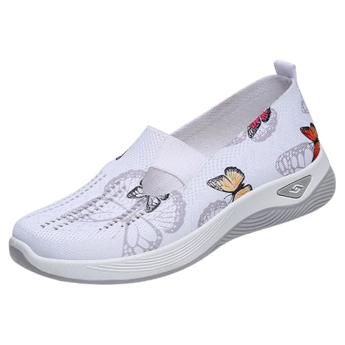 Generisch Orthopädische Schuhe Damen Sneaker, Schuhe ohne Schnürung für Damen Handsfree Slip On Walkingschuhe Orthopädische Plateau-Turnschuhe Leicht Bequeme Erhöhte Dämpfung und Entlastung der Füße von Generisch