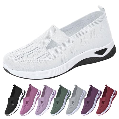 Generisch Orthopädische Schuhe Damen Sneaker, Schuhe ohne Schnürung für Damen Handsfree Slip On Walkingschuhe Orthopädische Plateau-Turnschuhe Leicht Bequeme Erhöhte Dämpfung und Entlastung der Füße von Generisch