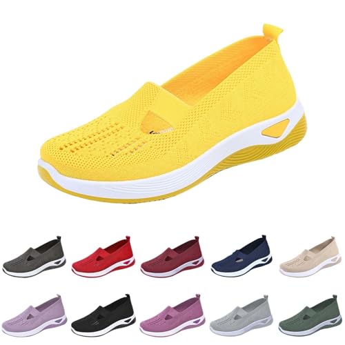 Generisch Orthopädische Schuhe Damen Sneaker, Schuhe ohne Schnürung für Damen Handsfree Slip On Walkingschuhe Orthopädische Plateau-Turnschuhe Leicht Bequeme Erhöhte Dämpfung und Entlastung der Füße von Generisch
