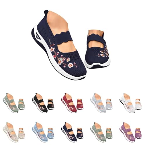 Generisch Orthopädische Schuhe Damen Sommer Sneaker Atmungsaktive Vermascht Turnschuhe Lässige Bequeme Laufschuhe Leicht Walkingschuhe Breite Fuß Trainer Turnschuhe Bequeme Outdoor Sportschuh von Generisch