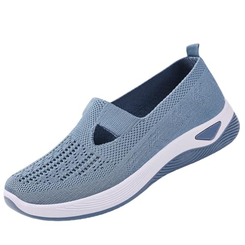 Generisch Orthopädische Wanderschuhe for Damen mit Fußgewölbeunterstützung for Plattfüße Bequeme Slip-on-Arbeitsschuhe mit Plateau(Blau,43 EU) von Generisch