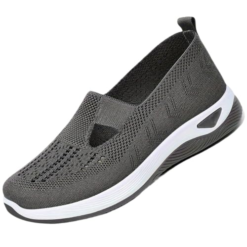 Generisch Orthopädische Wanderschuhe for Damen mit Fußgewölbeunterstützung for Plattfüße Bequeme Slip-on-Arbeitsschuhe mit Plateau(Dark Gray,39 EU) von Generisch