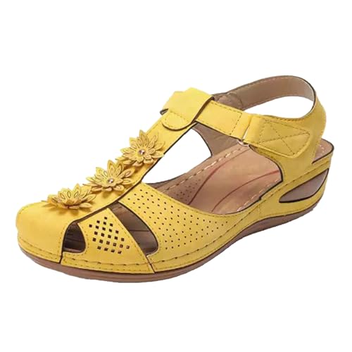 Generisch Orthopedic Sandals Sommerschuhe Damen Keilabsatz Bequeme Schuhe mit hohler Sohle runde Sandalen mit Knöchelspitze weiche Freizeitschuhe für Damen Leichte Sandalen Verbandschuhe (Yellow 37) Generisch Orthopedic Sandals Sommerschuhe Damen Keilabsatz Bequeme Schuhe mit hohler Sohle runde Sandalen mit Knöchelspitze weiche Freizeitschuhe für Damen Leichte Sandalen Verbandschuhe (Yellow 37) von Generisch