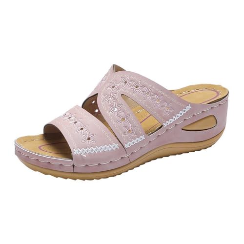 Generisch Orthopedic Sandals for Women 2025 Casual Slip on Slippers Comfortable Open Toe Wedge Summer Anti-Slip Breathable Dressy Comfortable Sandals (Pink, 41) von Generisch