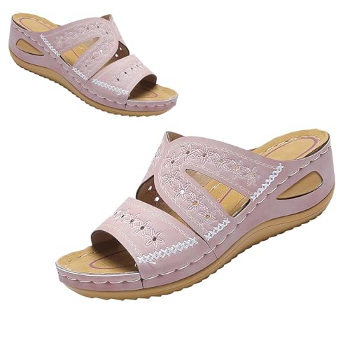 Generisch Orthopedic Wedge Sandals for Women 2025 omfortable Open Toe Wedge Beach Sandals Arch Support Wedge Non Slip Flip Flops (1PCS/C,38) von Generisch