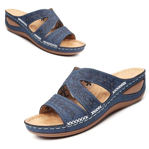 Generisch Orthopedic Wedge Sandals for Women 2025 omfortable Open Toe Wedge Beach Sandals Arch Support Wedge Non Slip Flip Flops (1PCS/D,42) von Generisch