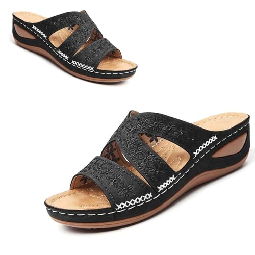 Generisch Orthopedic Wedge Sandals for Women 2025 omfortable Open Toe Wedge Beach Sandals Arch Support Wedge Non Slip Flip Flops (1PCS/E,38) von Generisch