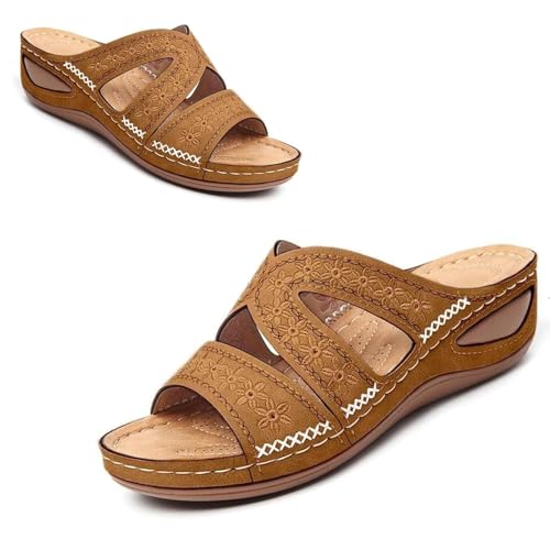 Generisch Orthopedic Wedge Sandals for Women 2025 omfortable Open Toe Wedge Beach Sandals Arch Support Wedge Non Slip Flip Flops (1PCS/F,42) von Generisch