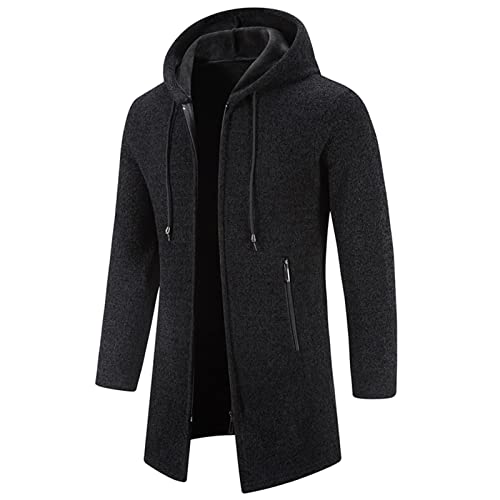 Generisch Outdoor Business Trachtenjacke Baumwolle,Strickjacken für Herren Strickjacke Cardigan Trachtenjacke Fleecejacke Winter Hoodie mit Kapuze Pullover Pulli Strick-Sweatshirt Schwarz M von Generisch