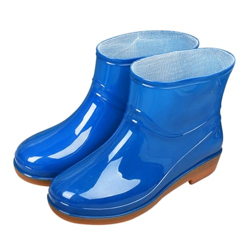 Generisch Outdoor-Gummistiefel für die Freizeit, perfekt für Frühling, Sommer, ideal für Shorts, einfaches Schlupfdesign mit Flacher Sohle für mehr Komfort (Blue, 40) von Generisch