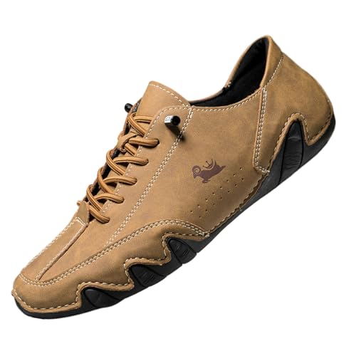 Generisch Outdoor Herren Schuhe atmungsaktiv, runde Zehenpartie, flach, bequem, für den Alltag Bommel Herren Schuhe Schwarz (Brown, 44) von Generisch