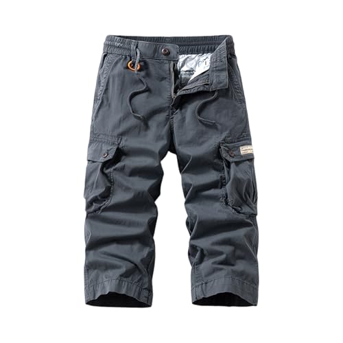 Generisch Outdoor Hose Herren, Cargo Shorts 3/4 Sommer Kurze Klassisch Geschnittene Cargoshorts Bermuda Kurz Atmungsaktiv Freizeitshorts Baumwolle Arbeitshose Mit Multi (M, Gray) von Generisch