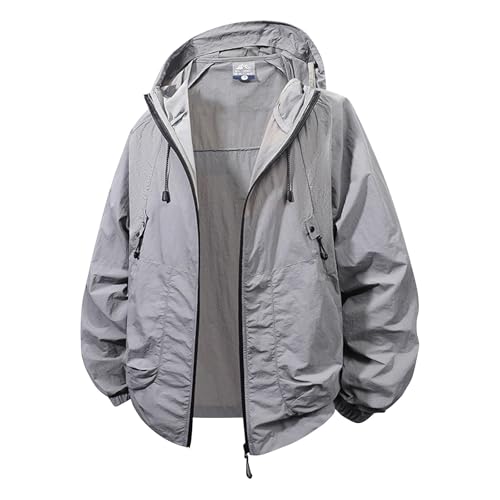 Generisch Outdoor Jacke Herren Regenjacke Leicht Fahrradjacke Wasserdicht Atmungsaktiv Sweatjacke Kurzer Trenchcoat Trainingsjacke Kurz Laufjacke Regenparka Sport Hoodie Hybridjacke Running Jacket von Generisch