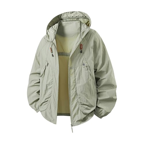 Generisch Outdoor Jacke Herren Regenjacke Wasserdicht Atmungsaktiv Leicht Blouson Sommer mit Kapuze Sweatjacke Reitjacke Sommerjacke Windjacke Fahrrad Pullover Wasserdichte Kapuzenpullover von Generisch