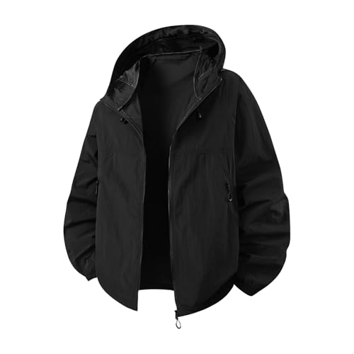 Generisch Outdoor Jacke Herren Regenjacke Wasserdicht Atmungsaktiv Leicht Sommer Trainingsjacke mit Kapuze Allwetterjacke Regenponcho Wasserdichte Daunenweste Leichte Steppweste Softshelljacke von Generisch