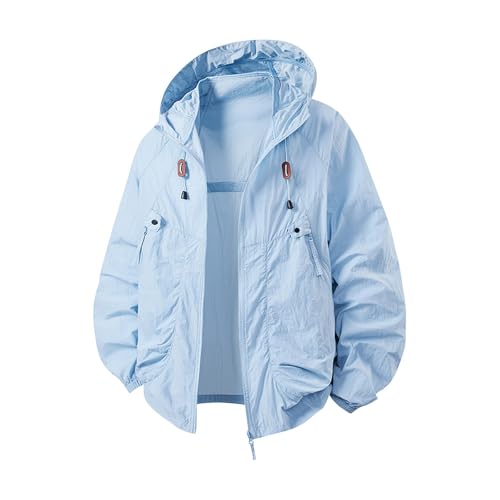 Generisch Outdoor Jacke Herren Regenjacke Wasserdicht Leicht mit Kapuze Blouson Sommer Sportjacke Regenponcho Trainingsjacke Shirts Übergangsjacke Laufjacke Übergangsparka Surfer Shirt Women Spring von Generisch