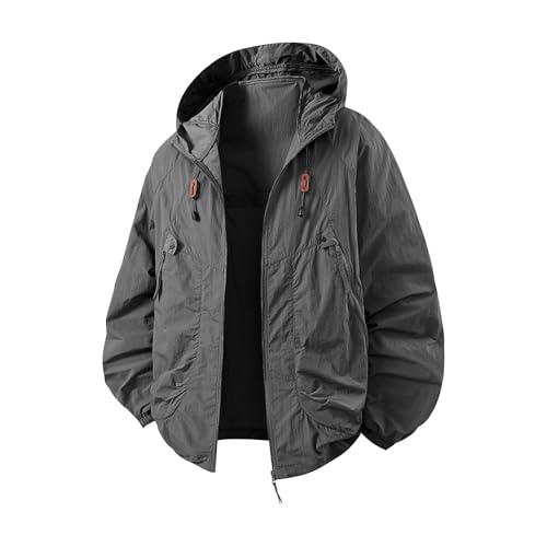 Generisch Outdoor Jacke Herren Wasserdichte Wasserdicht Atmungsaktiv mit Kapuze Strickjacke Reflektierende Softshelljacke für Weste Lang Funktionsjacke Fahrradjacke Wanderjacke Leichte Fleecejacke von Generisch