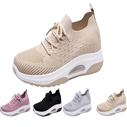 Generisch Outdoor Sneaker, Freizeitschuhe Damen Schuhe Turnschuhe, Luftpolster Laufschuhe, mit Atmungsaktiv Mesh Höhe Erhöhende Schuhe, Lässige Tragbar Casual Running Sportschuhe&Fitnessschuhe von Generisch